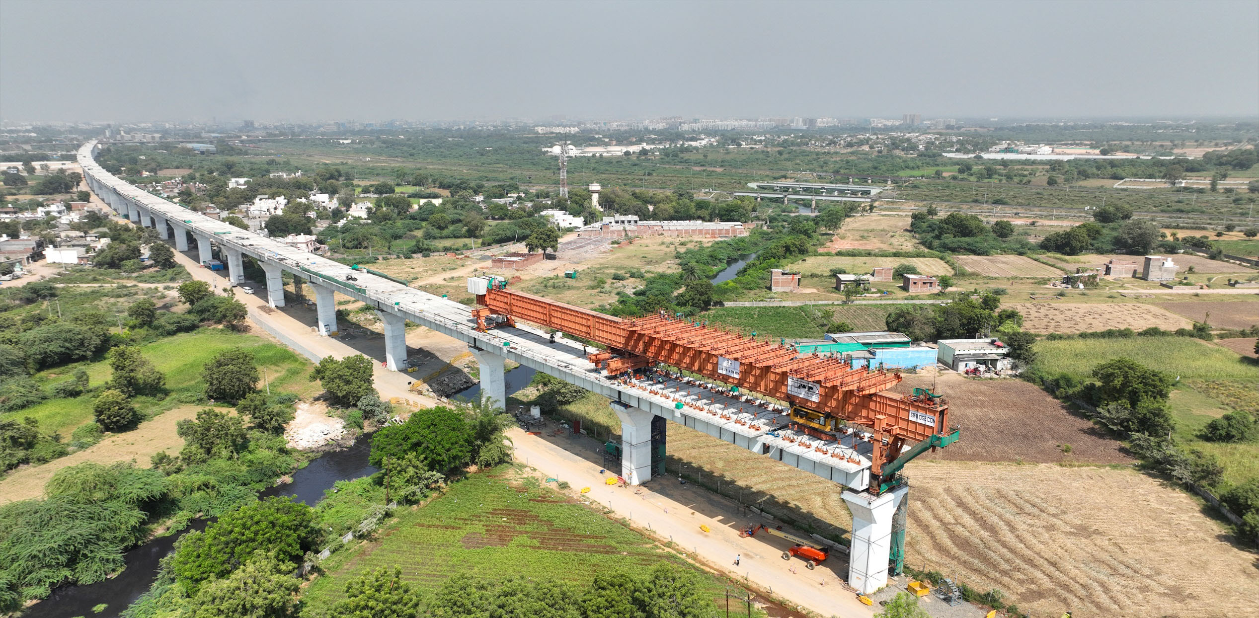 A 40 meter long bridge over Gorwa-Madhunagar Flyover at Vadodara is completed on 23rd July 2024